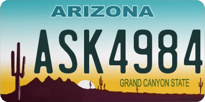 AZ license plate ASK4984