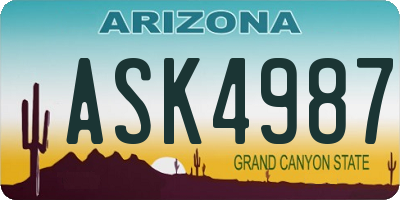 AZ license plate ASK4987
