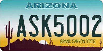 AZ license plate ASK5002