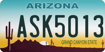 AZ license plate ASK5013