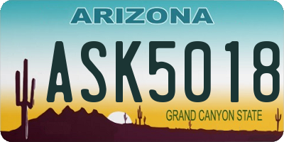 AZ license plate ASK5018