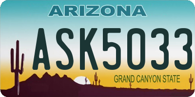 AZ license plate ASK5033