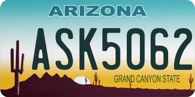AZ license plate ASK5062