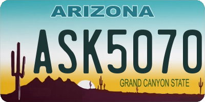 AZ license plate ASK5070