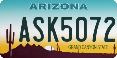 AZ license plate ASK5072