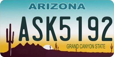 AZ license plate ASK5192