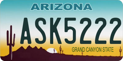 AZ license plate ASK5222