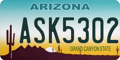 AZ license plate ASK5302