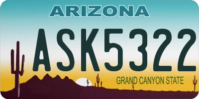 AZ license plate ASK5322