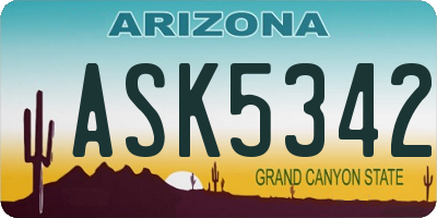 AZ license plate ASK5342