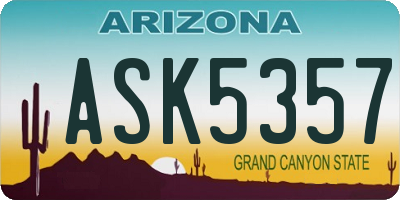 AZ license plate ASK5357
