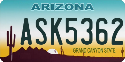 AZ license plate ASK5362