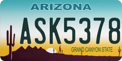 AZ license plate ASK5378