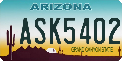 AZ license plate ASK5402