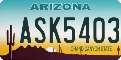 AZ license plate ASK5403