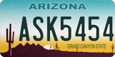 AZ license plate ASK5454