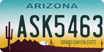 AZ license plate ASK5463