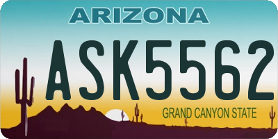 AZ license plate ASK5562