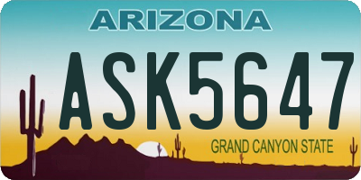 AZ license plate ASK5647