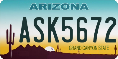 AZ license plate ASK5672