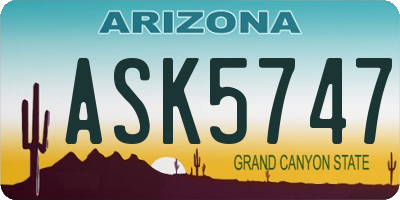 AZ license plate ASK5747