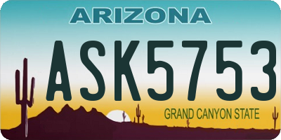 AZ license plate ASK5753