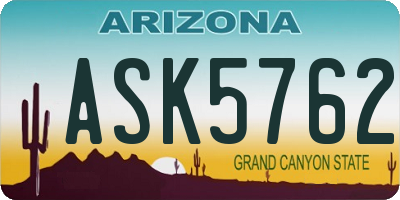 AZ license plate ASK5762