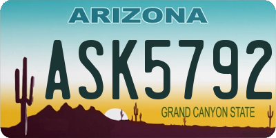 AZ license plate ASK5792