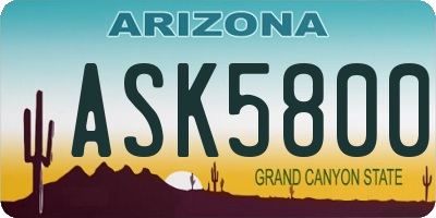 AZ license plate ASK5800