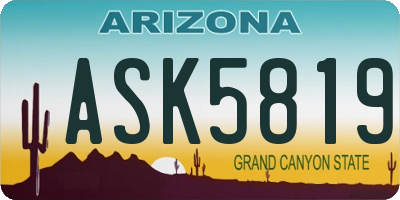 AZ license plate ASK5819