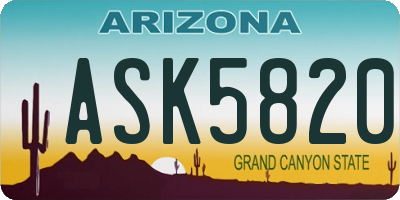 AZ license plate ASK5820