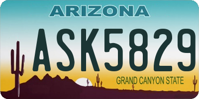 AZ license plate ASK5829