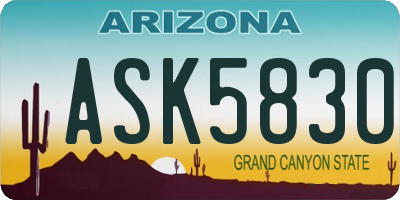 AZ license plate ASK5830