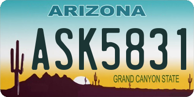 AZ license plate ASK5831