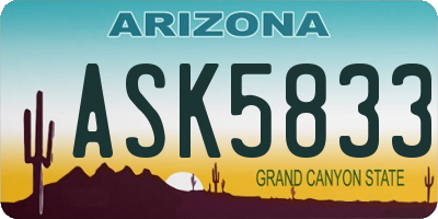 AZ license plate ASK5833