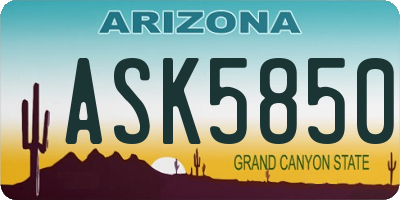 AZ license plate ASK5850