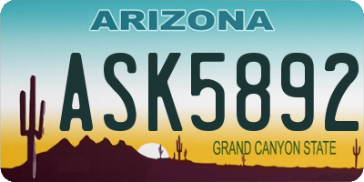 AZ license plate ASK5892