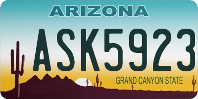 AZ license plate ASK5923