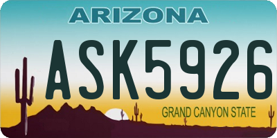 AZ license plate ASK5926