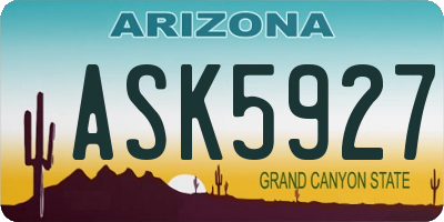 AZ license plate ASK5927