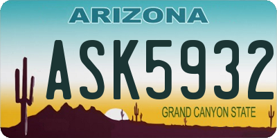 AZ license plate ASK5932