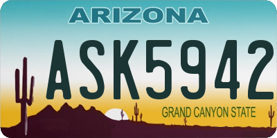 AZ license plate ASK5942