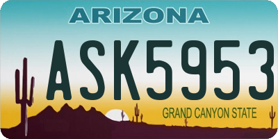 AZ license plate ASK5953