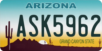 AZ license plate ASK5962