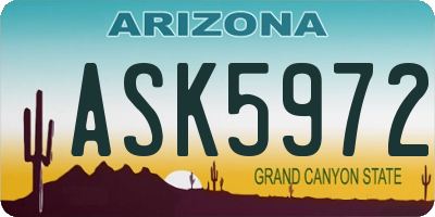 AZ license plate ASK5972