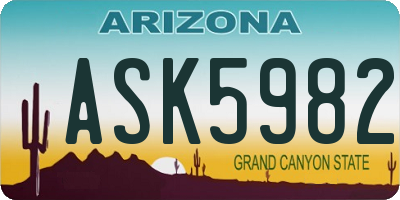 AZ license plate ASK5982