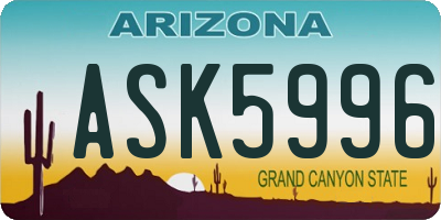 AZ license plate ASK5996