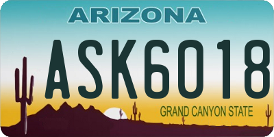 AZ license plate ASK6018