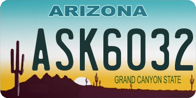 AZ license plate ASK6032