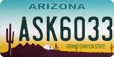 AZ license plate ASK6033